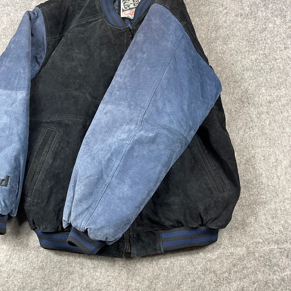 GIII & Carl Banks NFL FedEx Suede Leather Bomber‎ Jacket Mens Large Blue Black - Picture 5 of 13